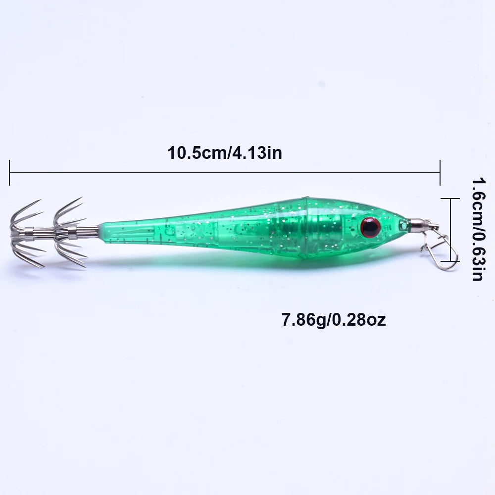 2 pcs LED underwater lure light, simulated bait with hook, electronic wooden shrimp, powerful double-layer squid hook