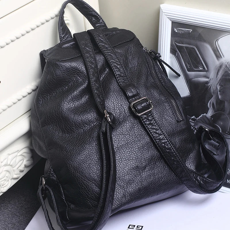 Backpack; 2025 New Backpack; Vintage Backpack; Portable Shoulder Bag; Pu Leather Backpack; Travel Backpack