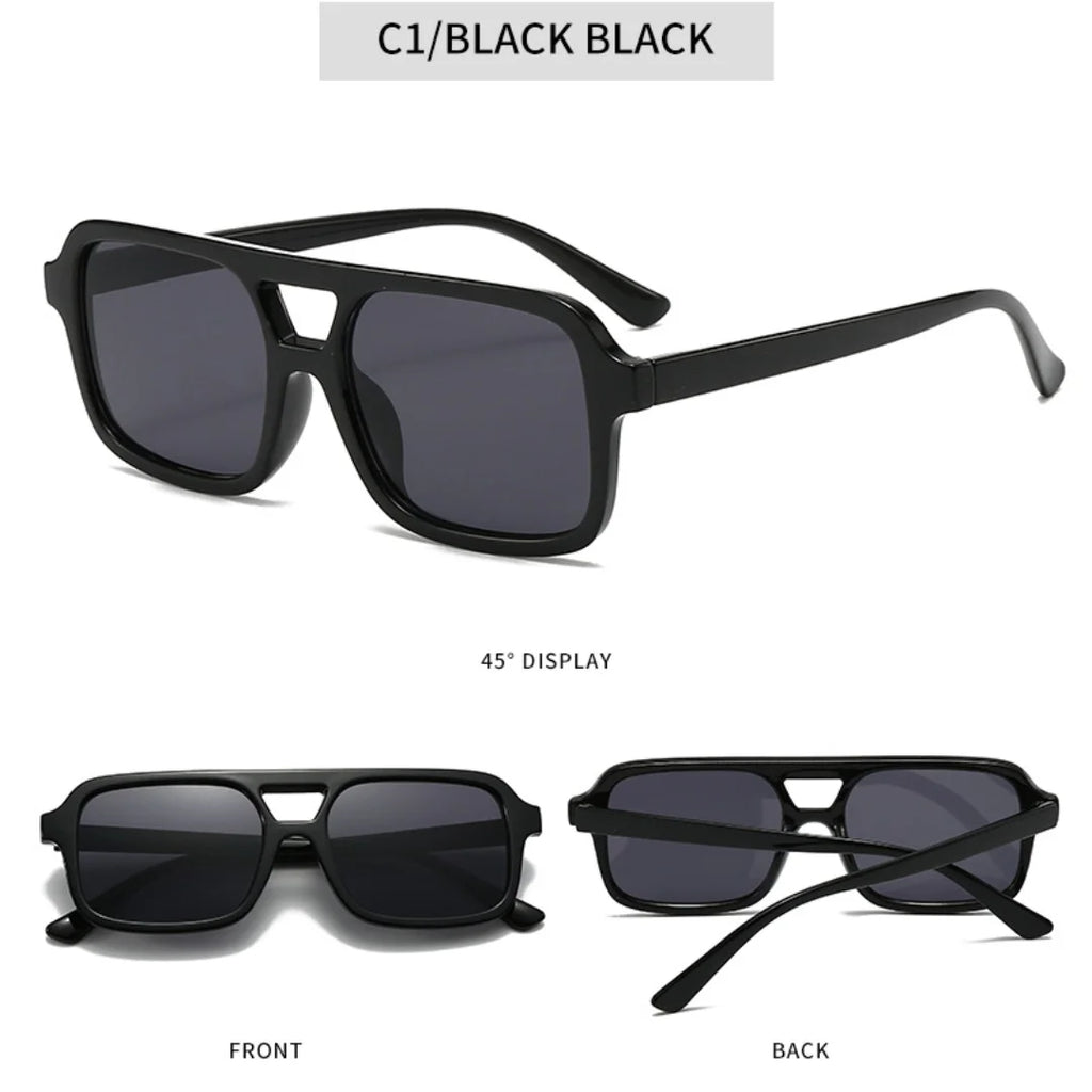 Men Driving Sunglasses Trendy Square Sunglasses Large Frame Yellow Lens Night Vision Glasses Women Retro Sun Glasses Anti Uv400