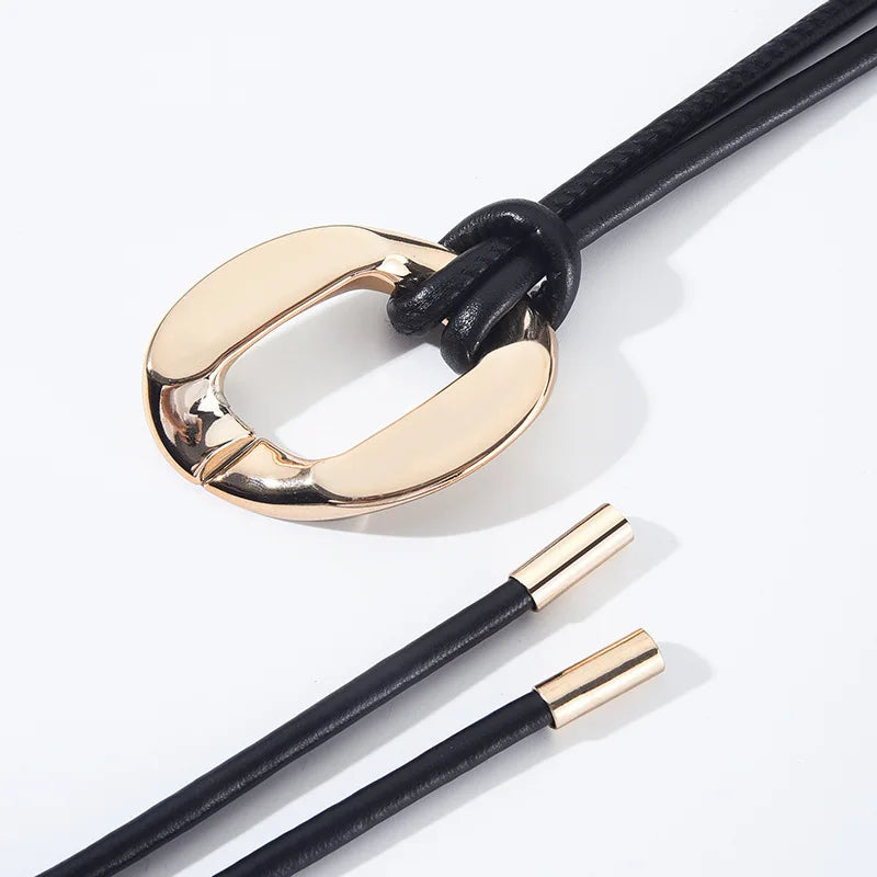 Elegant ladies tie knot belts, retro thin waistbands, fashionable decorative dresses, shirts, coats and overcoats with belts