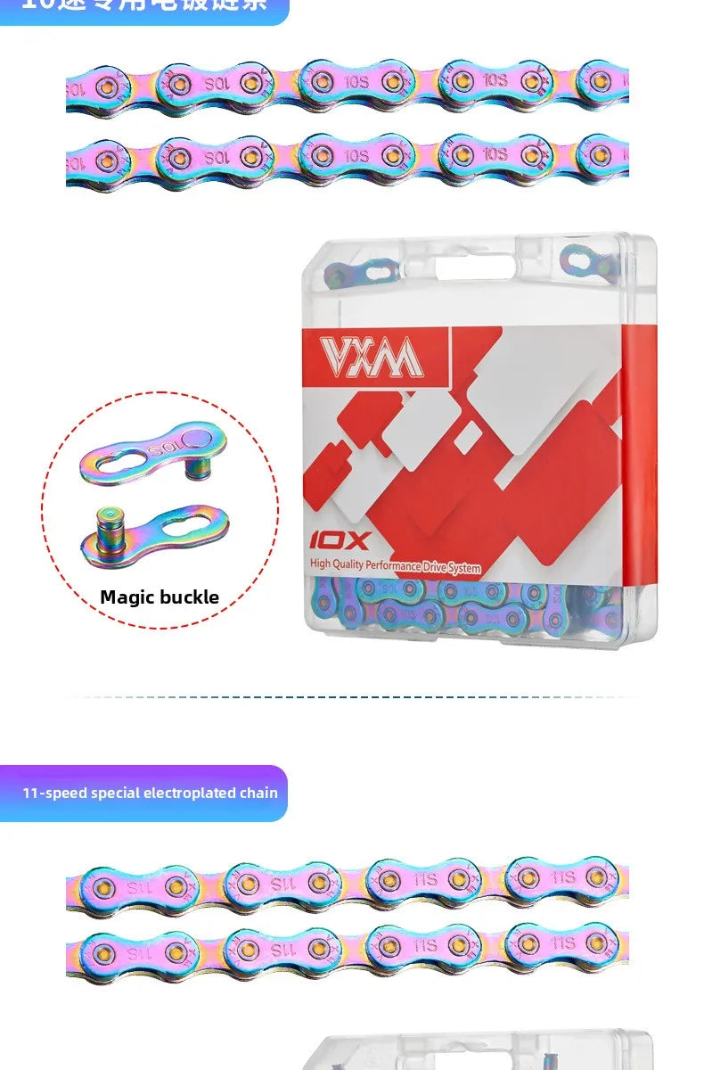 Mountain road bike chain Bycicle full electroplated rust-proof color 8-speed 9 10 11S variable speed accessory chain Chains