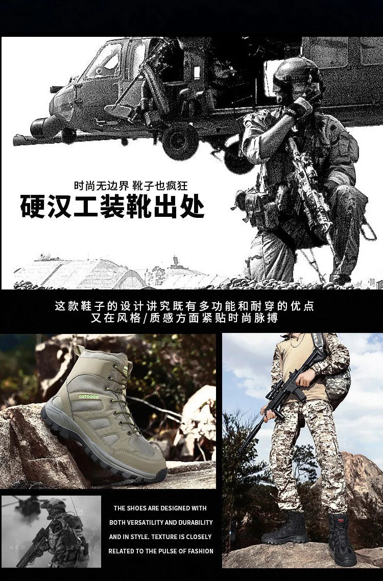 Men Outdoor Boots Winter Ankle Boots Warm Popular Footwear Male Suede Casual Snow Shoes Leather Walking Shoes Hunting Boot