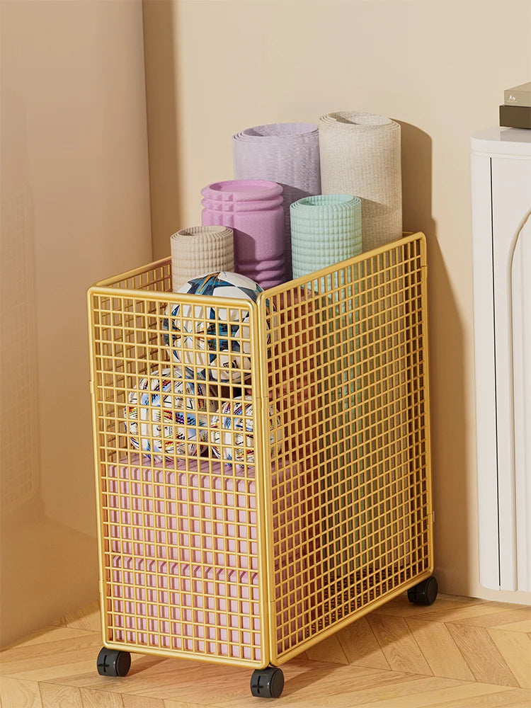 Modern mat Yoga Mat Storage Basket with Wheels Home Sports Equipment Organizer Badminton Storage Fitn Gear elf