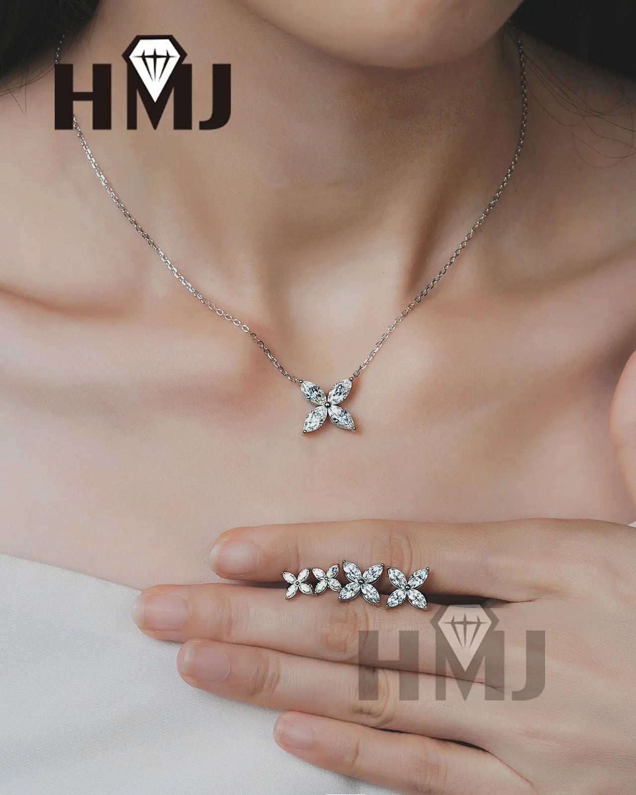 925 Sterling Silver Plated 18K Gold Earrings  100% Real Moissant 1 Carat D Color Necklace Engagement Wedding Party Fine Jewelry