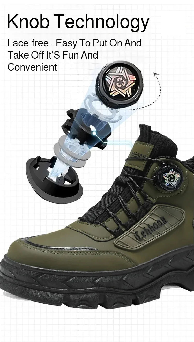 Men's Autumn New Retro Work Boots, Thick-Soled High-Top Casual Ankle Boots, Non-Slip Durable, Ideal for Daily & Outdoor Wear