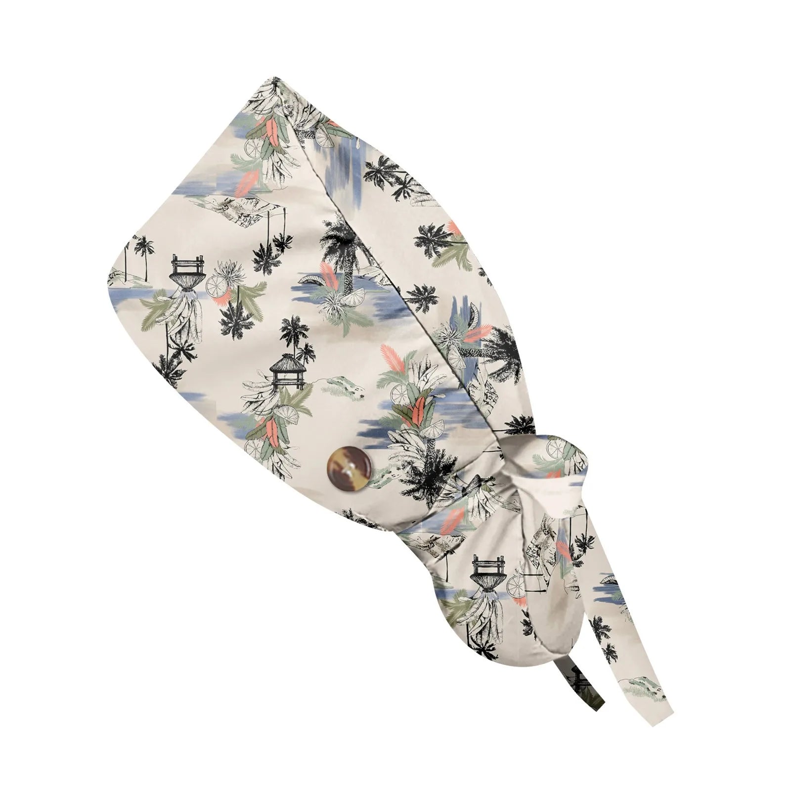 Long Hair Work Hat Fashion Cartoon Print Adjustable Work Cap Beauty Salon Nursing Cap Female Surgical Hat Scrub Caps Acces