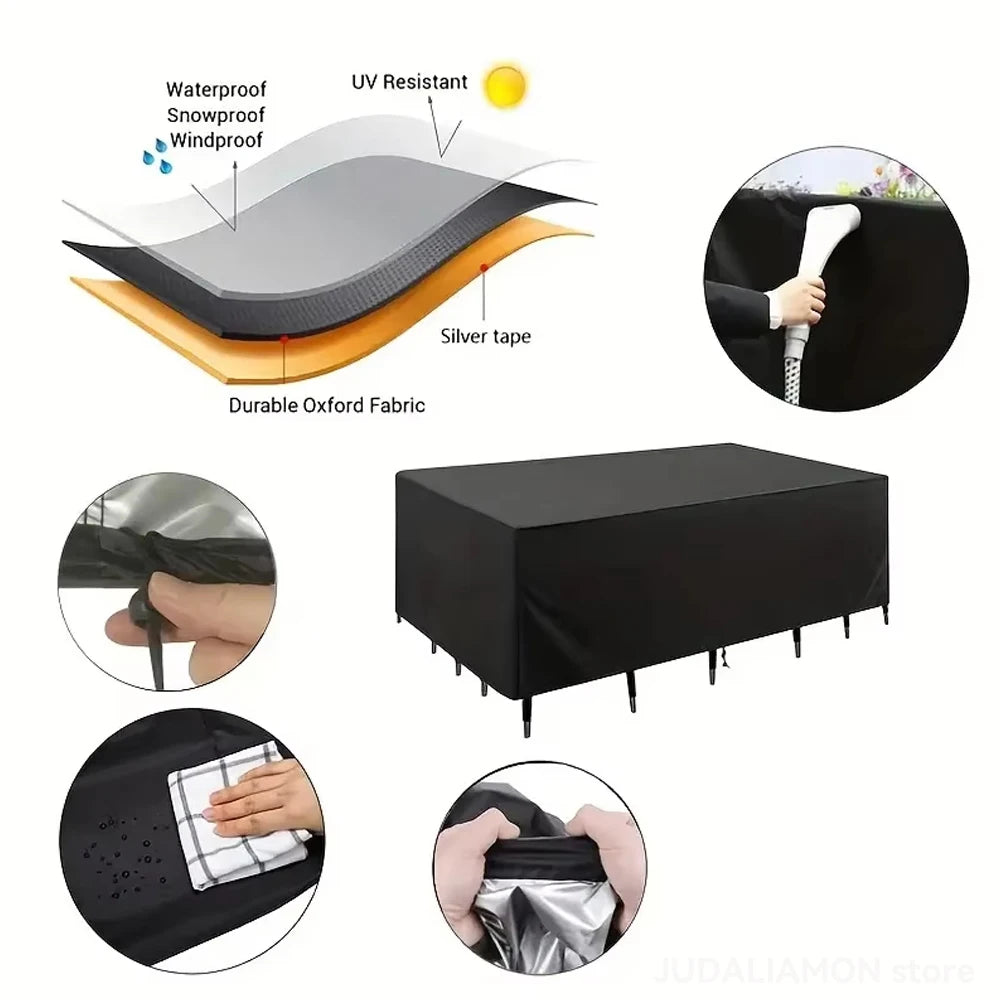 Garden Furniture Cover Waterproof And Windproof Uv 210D Oxford Cloth Protective Cover For Garden Table
