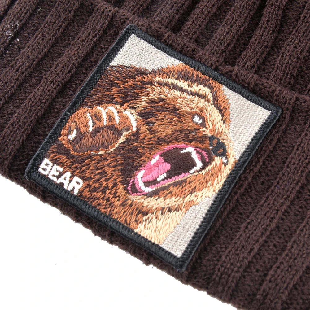 Embroidery Bear Knitted Beanies Hat Men Solid Color Autumn Winter Knitting Boy Skullies Caps Women Streetwear Kpop Gorras Bonnet