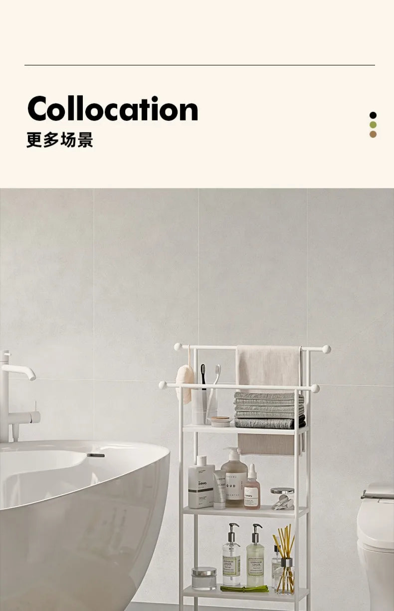 Floor-standing Bathroom Storage Rack Towel and Shower Organizer for Toilet and Bathtub Durable Bathroom Utility Shelf