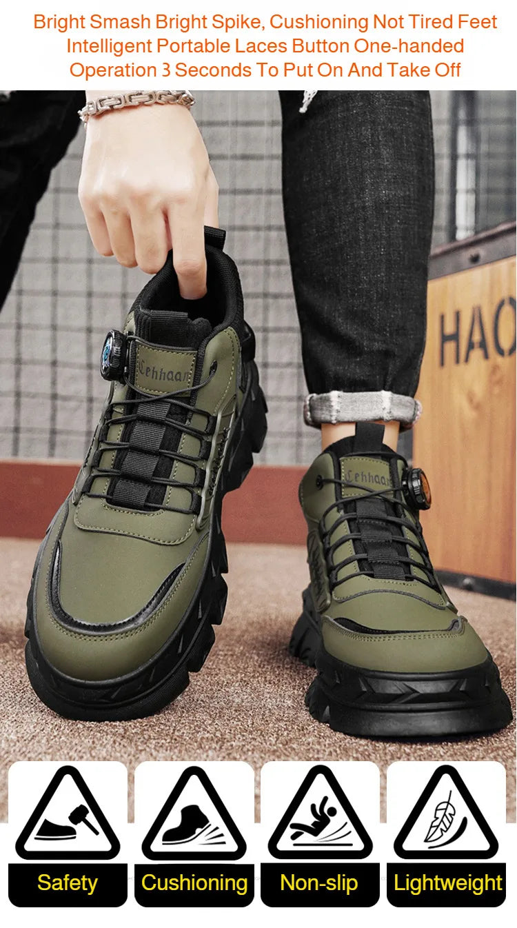 Men's Autumn New Retro Work Boots, Thick-Soled High-Top Casual Ankle Boots, Non-Slip Durable, Ideal for Daily & Outdoor Wear