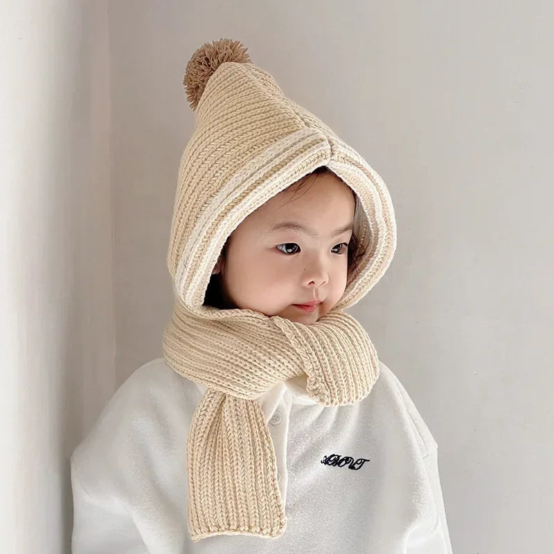 Knitted Kids' Hats for Fall and Winter - Cashmere Caps for Boys and Girls with Pointed Ears Design