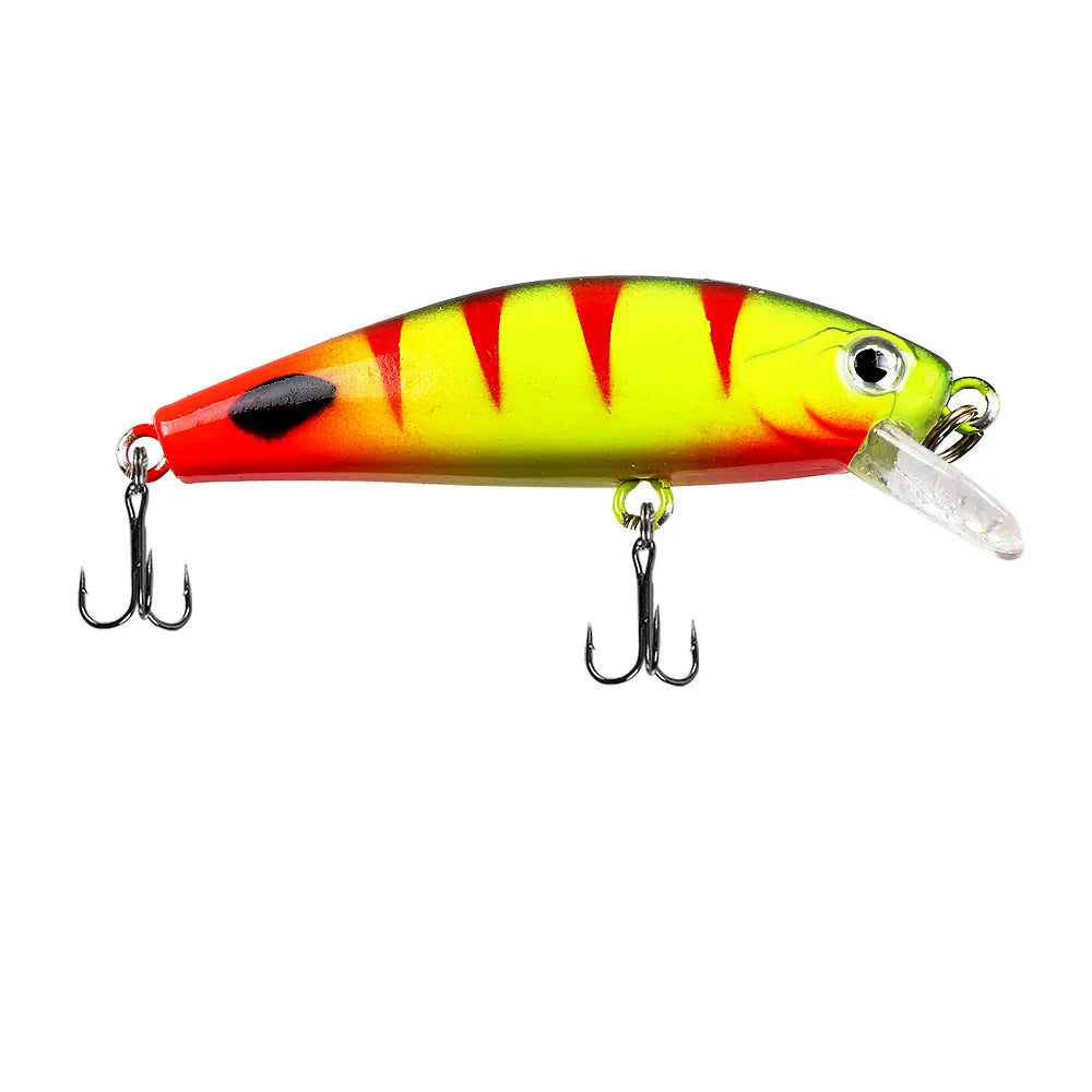 Fishing Lure 6.5g/5cm Sinking Minnow Peacock Bass Fishing Bait with 2 Trible Hook