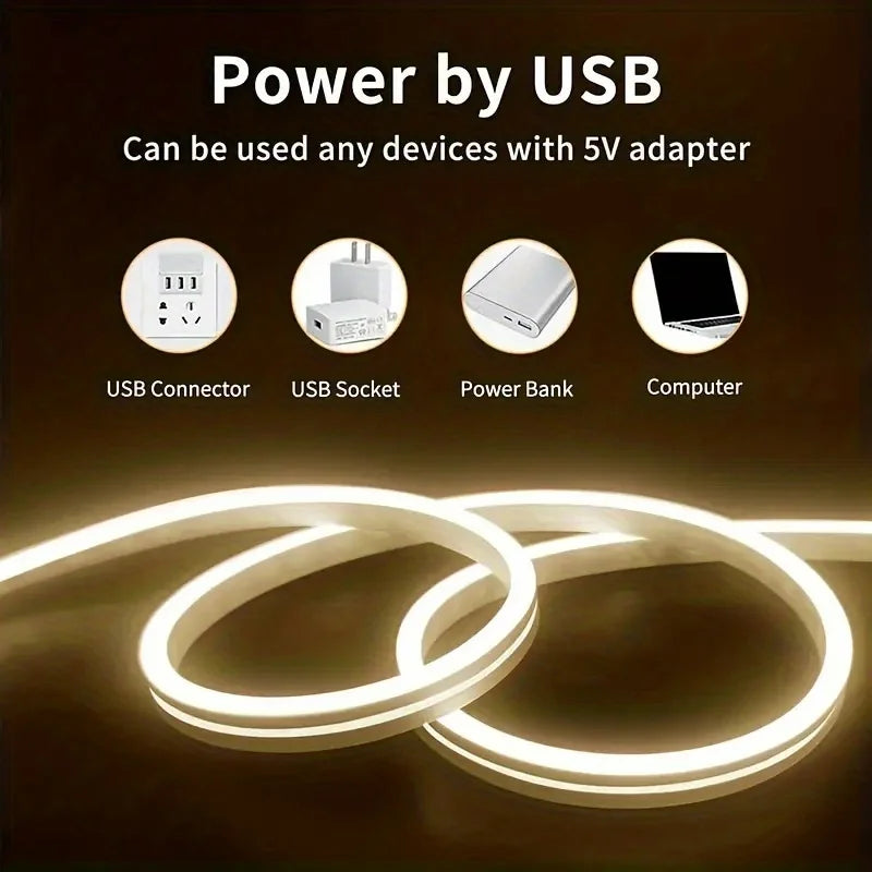 LED Strip Neon Light USB DC 5V Dimmable Touch Sensor Switch Flexible Silicone Neon Sign Tape Waterproof For Outdoor Home Decor