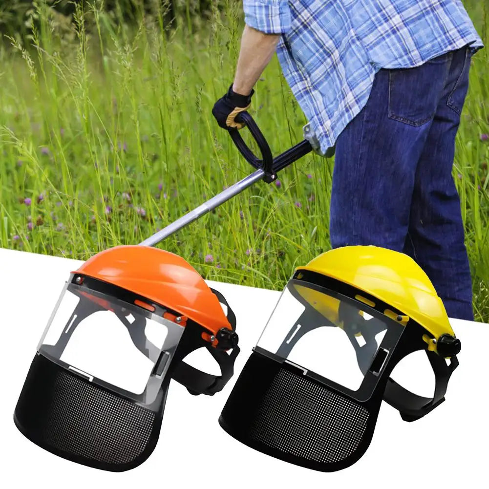 Garden Grass Trimmer Safety Helmet Hat With Full Face Mesh Protective Mask For  Logging Brush Cutter Forestry Protection
