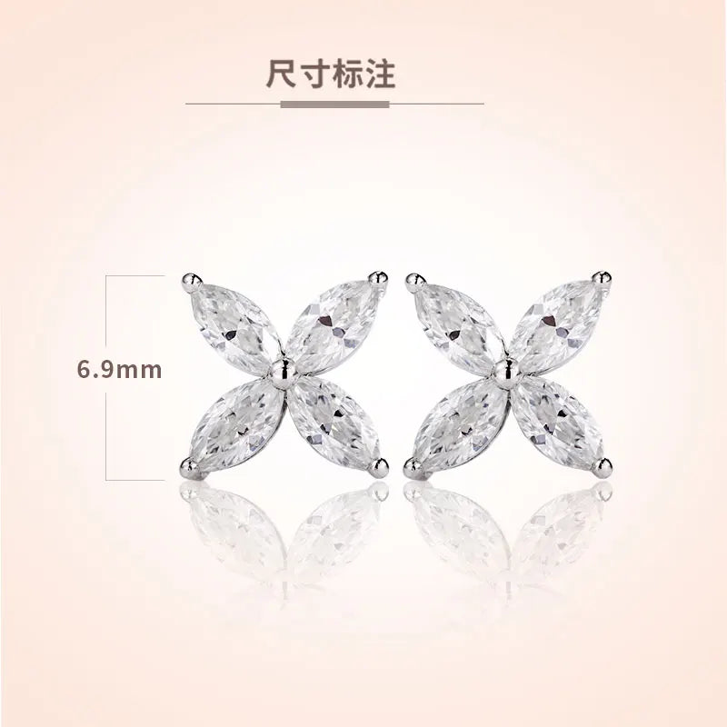 925 Sterling Silver Plated 18K Gold Earrings  100% Real Moissant 1 Carat D Color Necklace Engagement Wedding Party Fine Jewelry