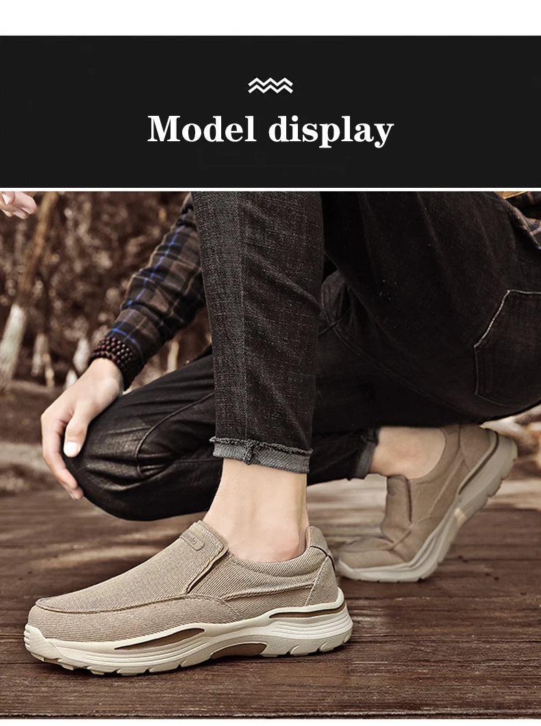 New Men's Casual Sports Shoes Outdoor Comfortable Shoelace-Free Hiking Shoes Denim Fashion And Comfortable Walking Whoes