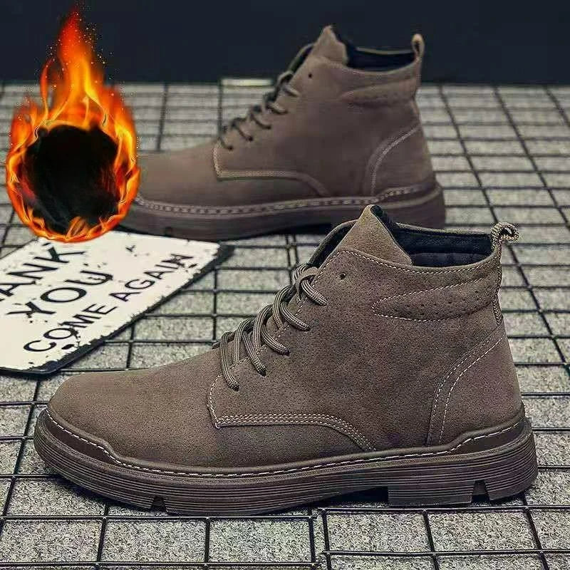 Men's Boots Outdoor Ankle Boots Autumn Winter Platform Casual Shoes British Style Retro High Top Shoes Lace-up Work Male Boots