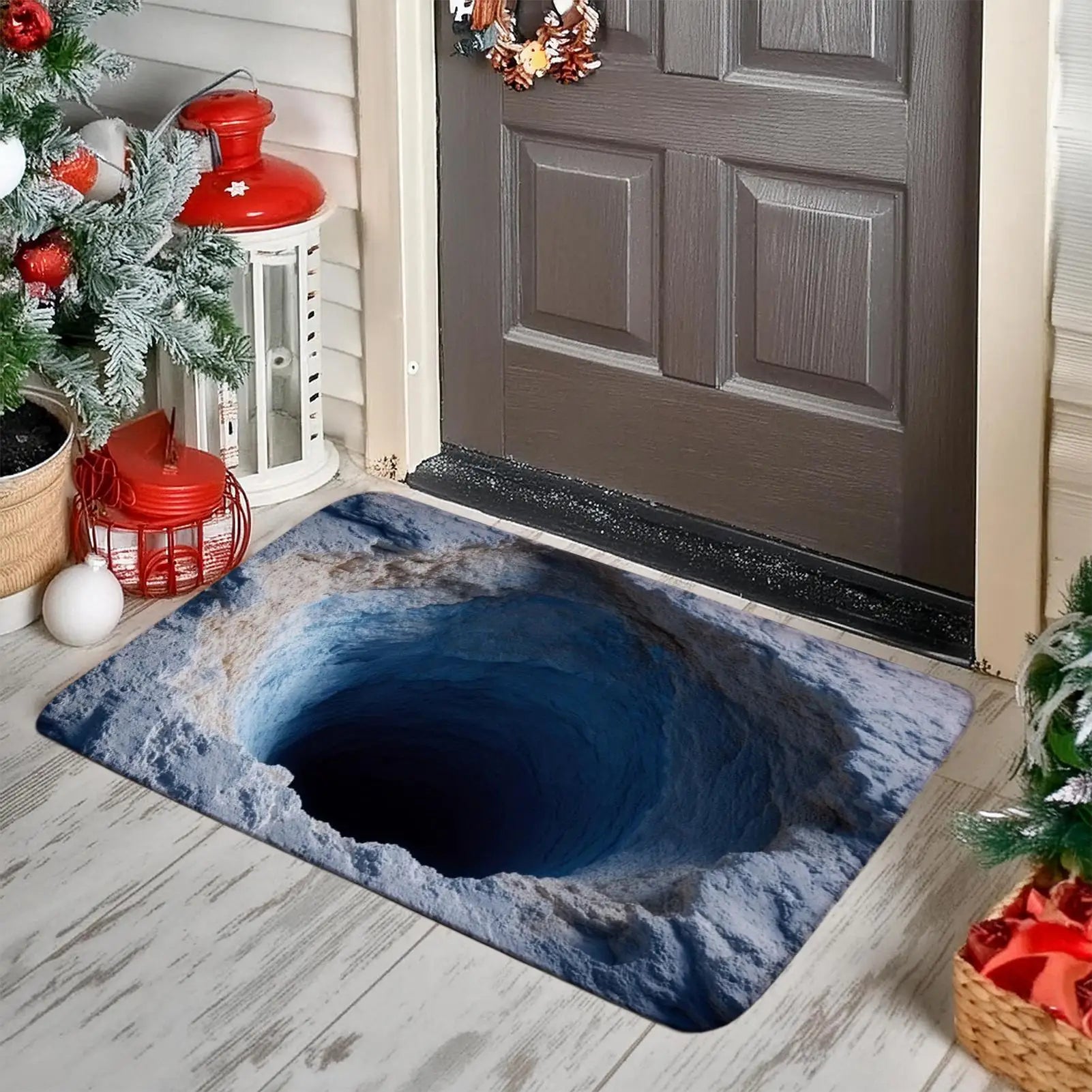 Bathroom Absorbent Floor Mat Non-Slip Entryway Rugs Quick-Dry 3D Visual Abyss Design Bathroom Rugs for Kitchen Home Front Door