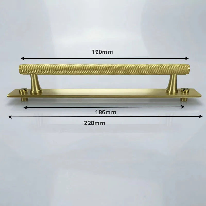 Gold Brass Handle with Plate – Knurled Cabinet Knobs and Modern Furniture Pulls