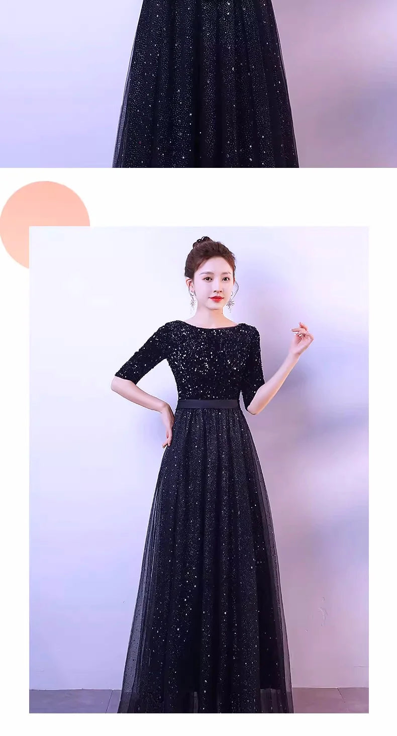 DMZ-75#Evening Bridesmaid Dresses Long Chorus Costume Host Adult Christmas Dress Sequin Wholesale Royal Blue Red  Wine Red Gary