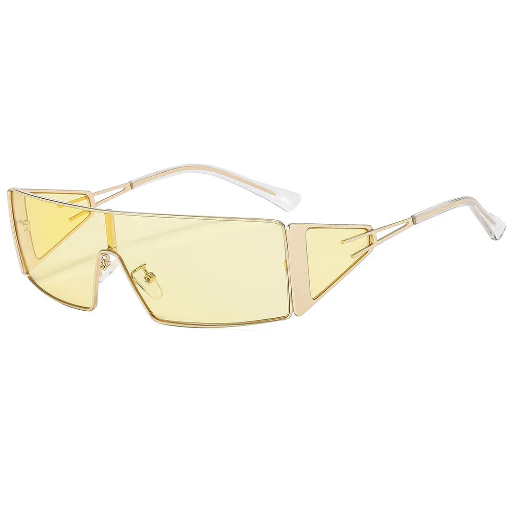 2024 Sense Of Technology Sunglasses Trendy New In One-piece Lens Goggle Ladies Outdoors Riding Sports Metal Suneyeglass 301150
