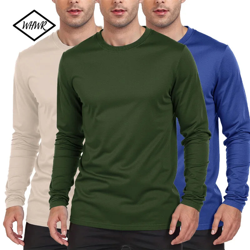 Men's Long Sleeve T Shirts Casual Round Neck Moisture Wicking Tees Male Tops Sports Men's T-shirts comfortable versatile