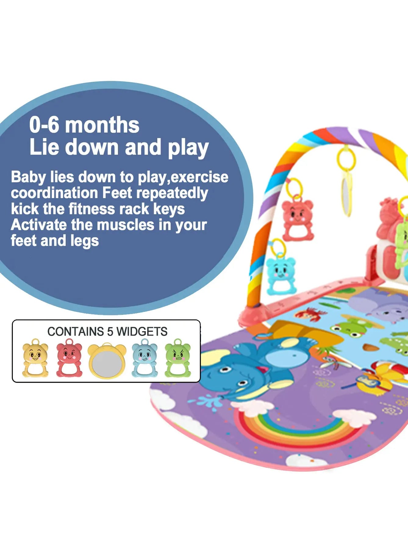 Baby Activity Gym Rack Early Education 0-36 Months Toy Gifts Musical Newborn Piano Keyboard Crawling Blanket Pedal Play Mat