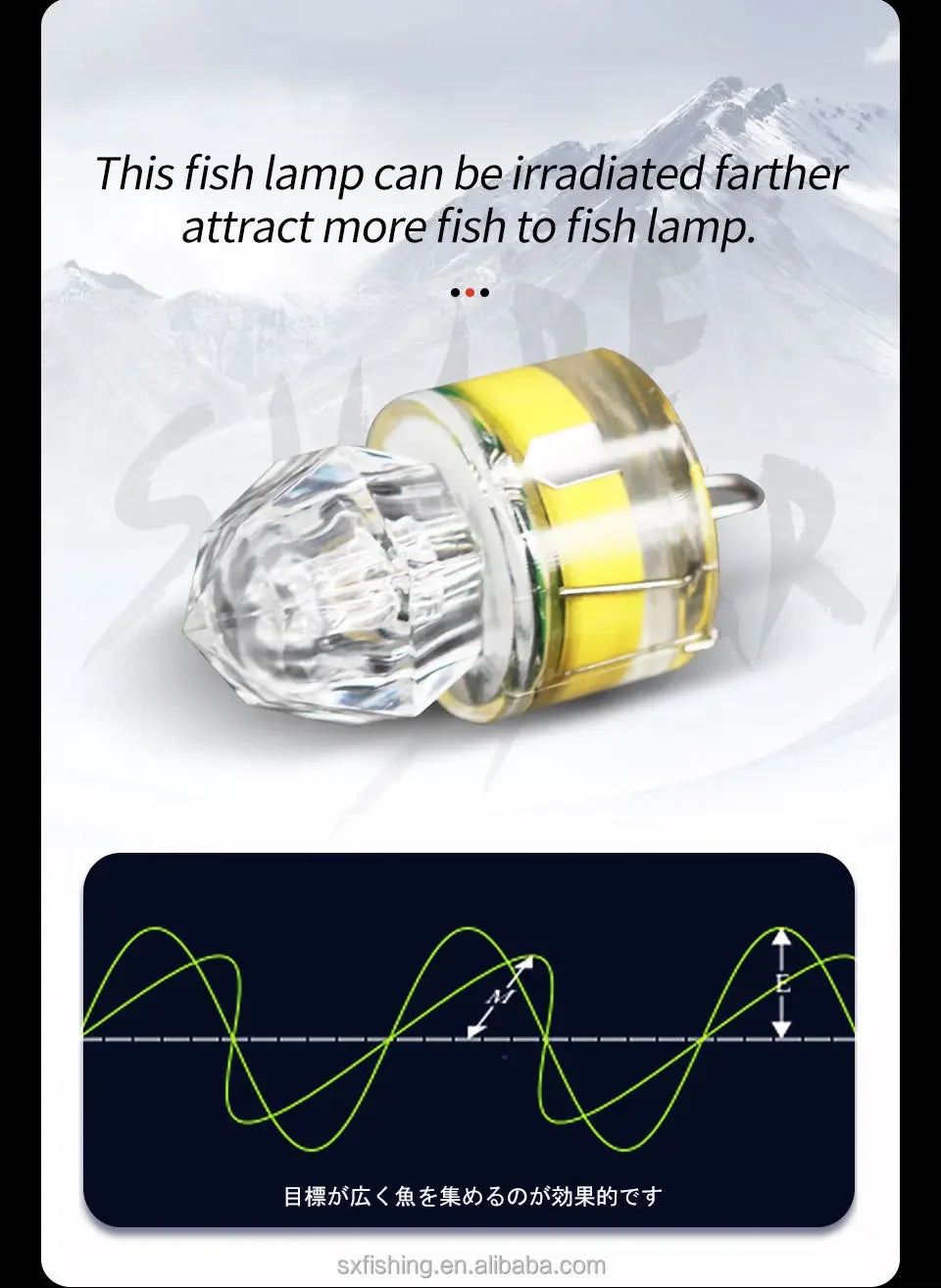 Deep Drop Light Diamond Fishing Light Underwater Activated LED Glow Fishing Lure Attracting Fishing Flash Light Tuna Swordfish