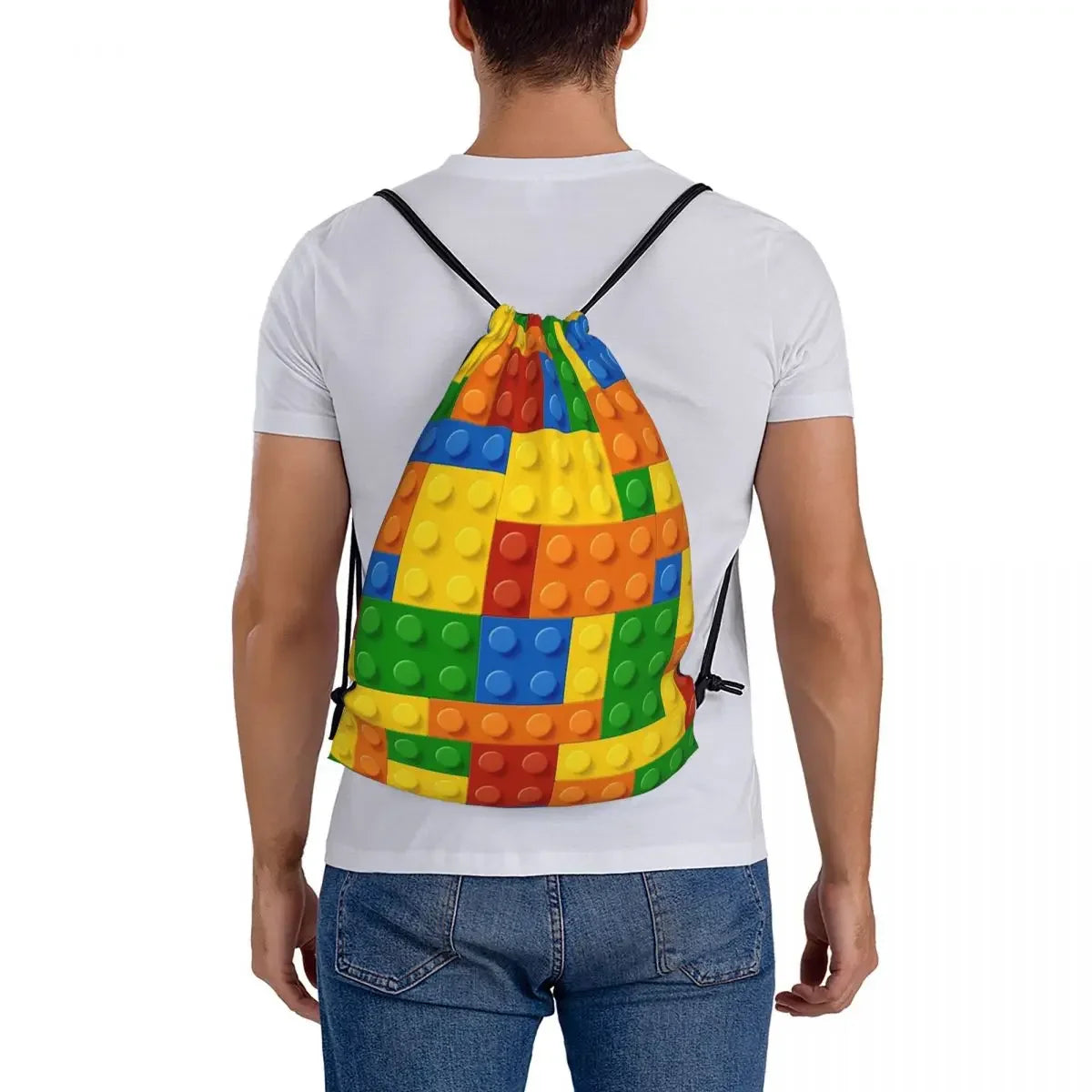 Building Blocks Construction Brick Backpacks Portable Drawstring Bags Drawstring Bundle Pocket Sundries Bag Book Bags For Travel