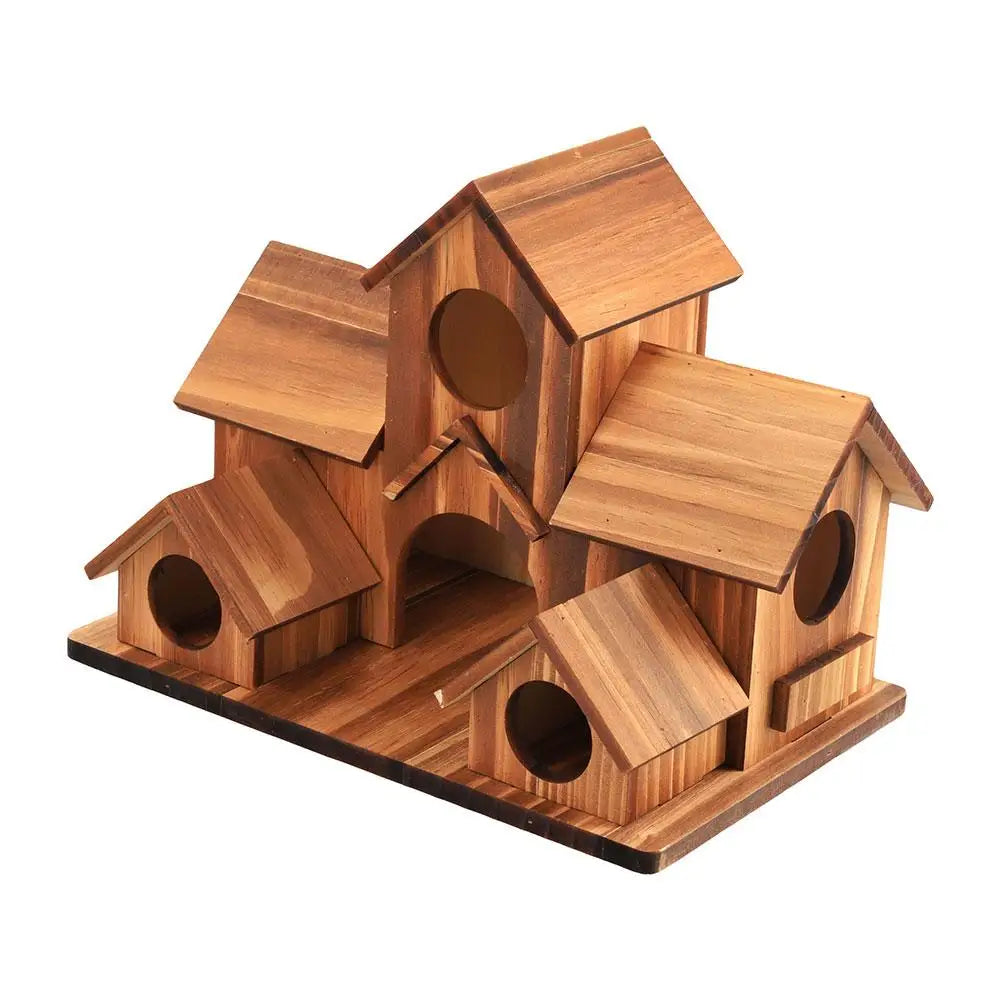 Bird House Room Wood Families Bluebird Finch Hanging Birdhouse For Garden Waterproof And Wear-resistant Pet Supplies