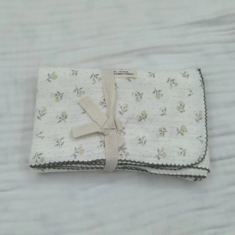2-3 Layers Baby Blankets Bear Dots Print Cotton Gauze Muslin Swaddle Wrap Newborn Infant Bedding Sleeping Receving Blanket