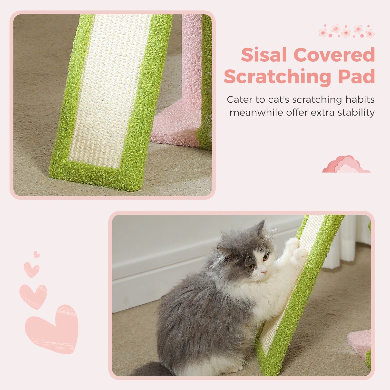 Flower Cat Tree for Indoor Small Cat Tower with Sisal Scratching Ramp Cozy Hammock and Removable Top Perch Cat Condo Kittens Toy
