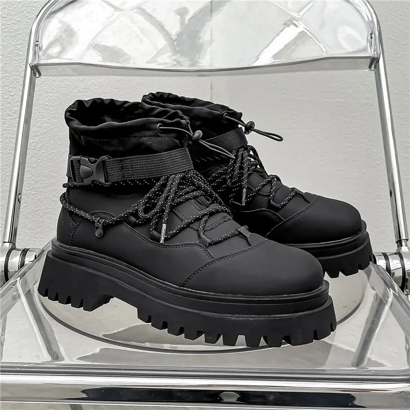 Fipatbu Men's Boots Fashion Designer High Top  Non Slip Height Increased Round Toe Winter Work Breathable Walking Botas Hombre