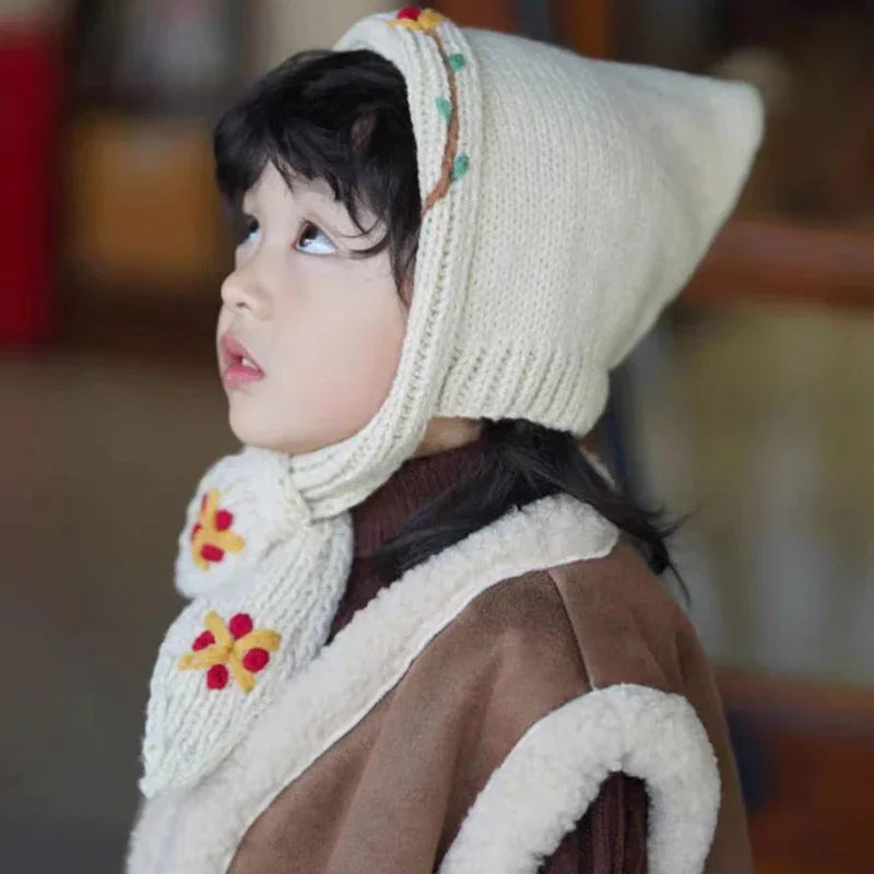 Knitted Kids' Hats for Fall and Winter - Cashmere Caps for Boys and Girls with Pointed Ears Design