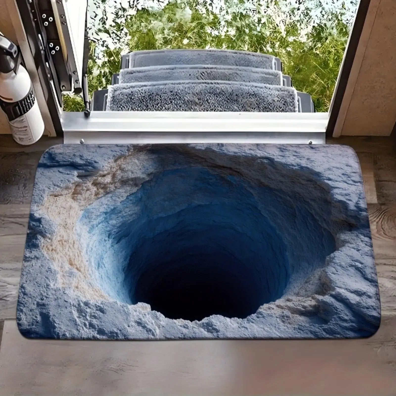 Bathroom Absorbent Floor Mat Non-Slip Entryway Rugs Quick-Dry 3D Visual Abyss Design Bathroom Rugs for Kitchen Home Front Door