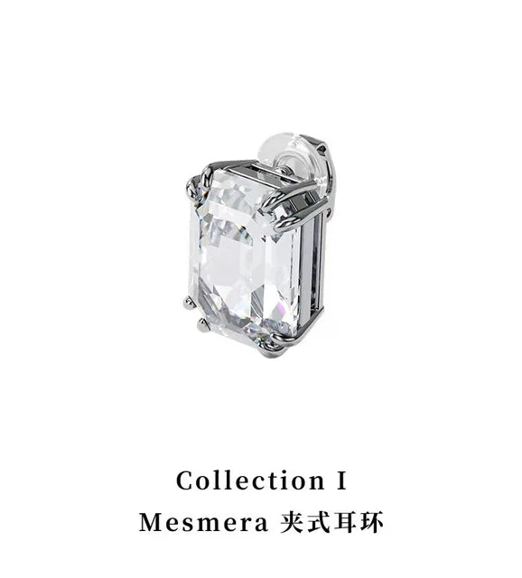 High Quality Earrings 2025 New Trend Fine Jewelry Charm Purple Butterfly White Blue Geometric Crystal Fashion Women's Ear Clip