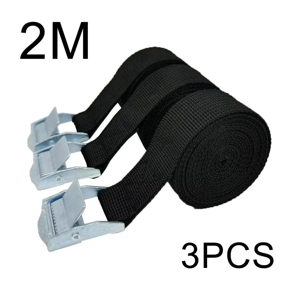 3/4p 2M Buckle Tie-Down Belt cargo straps for Car motorcycle bike With Metal Buckle Tow Rope Strong Ratchet Belt for Luggage Bag