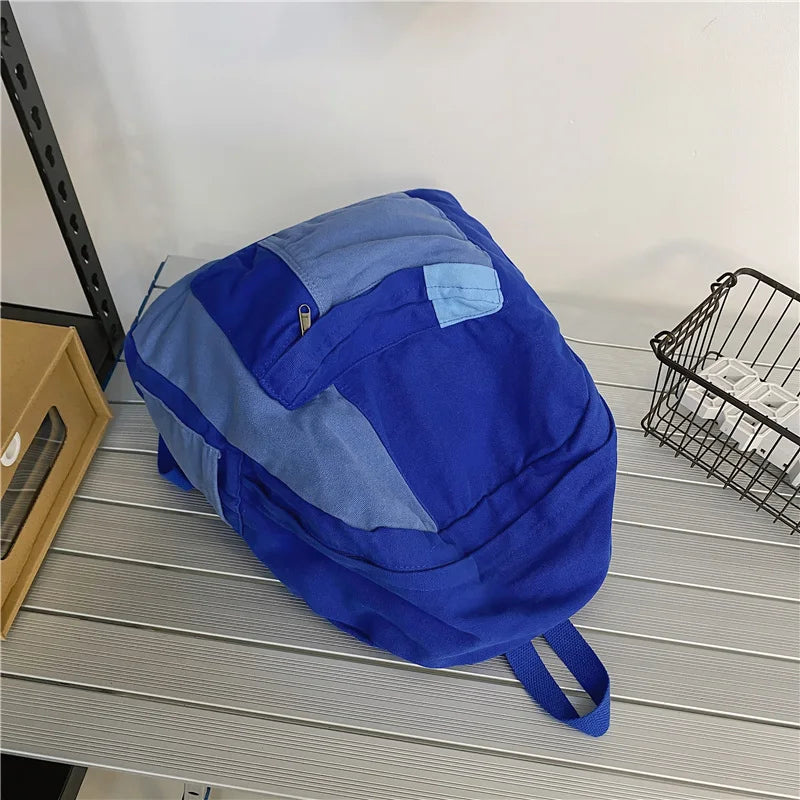 Fashion Panelled Women Backpack Canvas Kawaii Girl Travel Book Bags College Lady Laptop Backpacks Cute Travel Rucksack Schoolbag