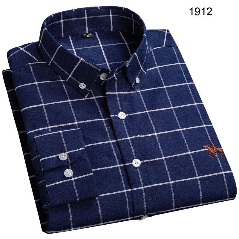 Long Sleeve Shirts for Men Clothing Autumn Winter 100% Cotton Oxford Top Blouse Large Size Business Casual Shirts Korean Fashion