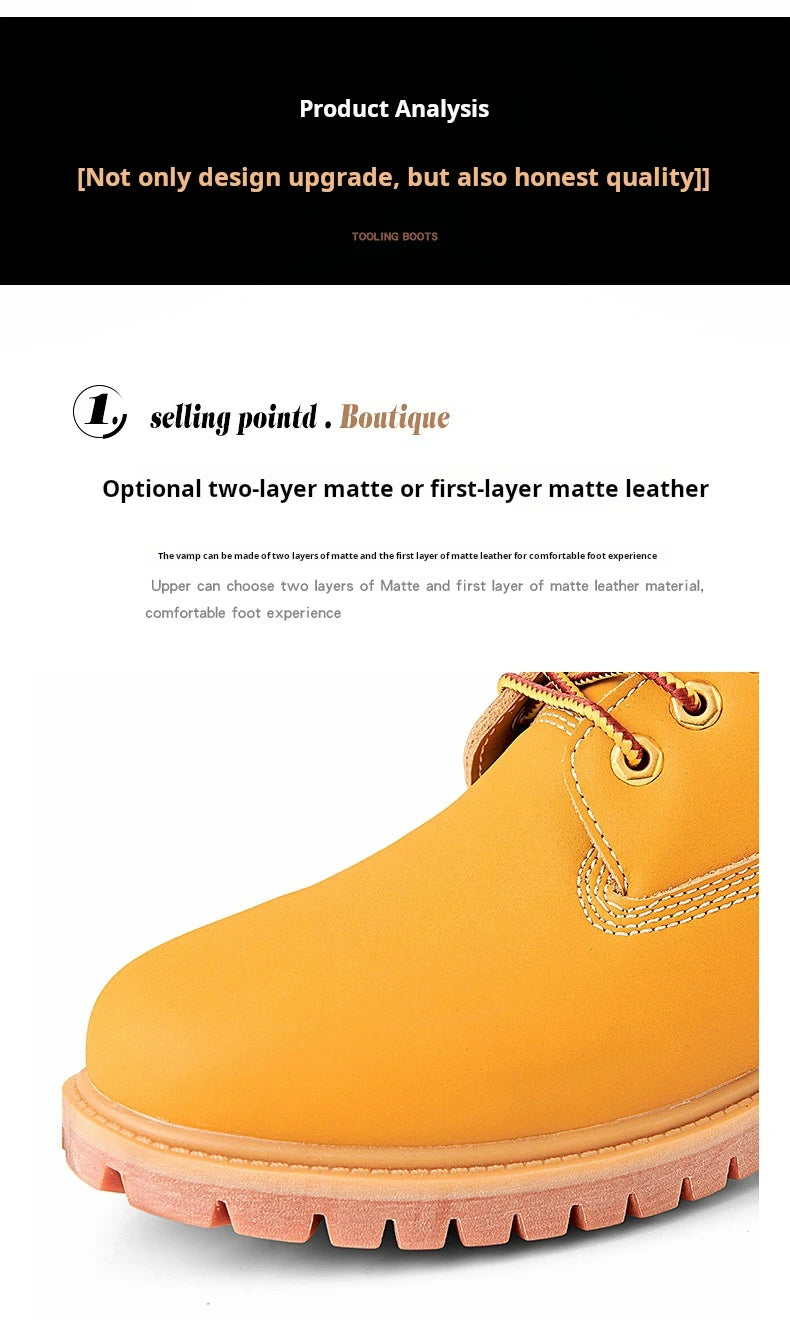 Boots Men High Top Boots Men's Leather Shoes Winter Fashion Shoes Outdoor Sneakers Lace Up Non-Slip Ankle Boots Male