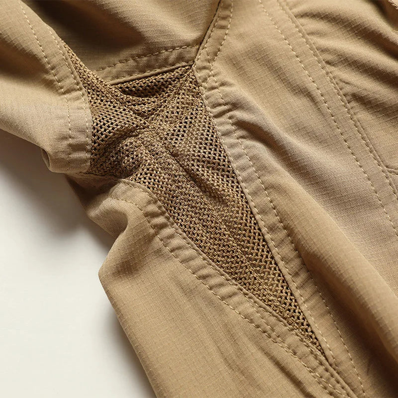 Summer Men Long Sleeve Cargo Breathable Shirt Mens Casual Tactic Military Shirts Men Multi Pocket Outdoor Hike Safari Work Shirt