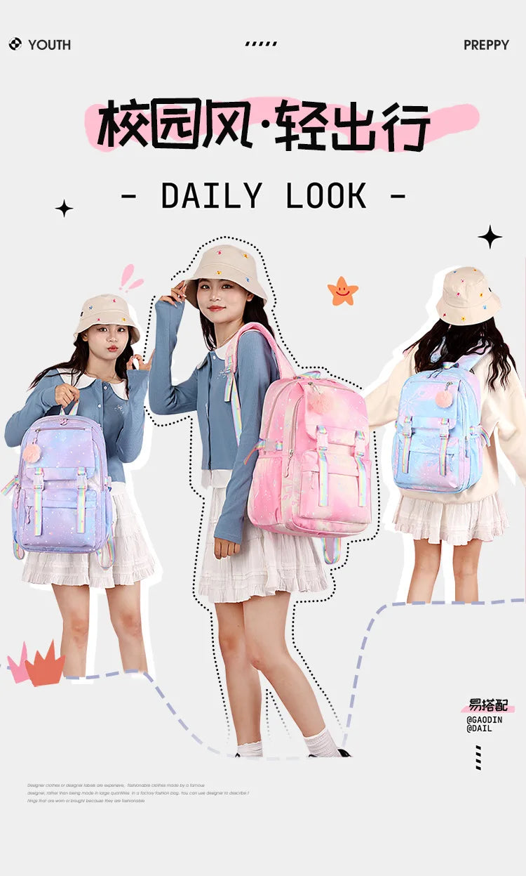 Backpack 2025 Cute Pink Backpacks for Girl Boy Fashion Casual Students Schoolbag Custom printed patterns are available.