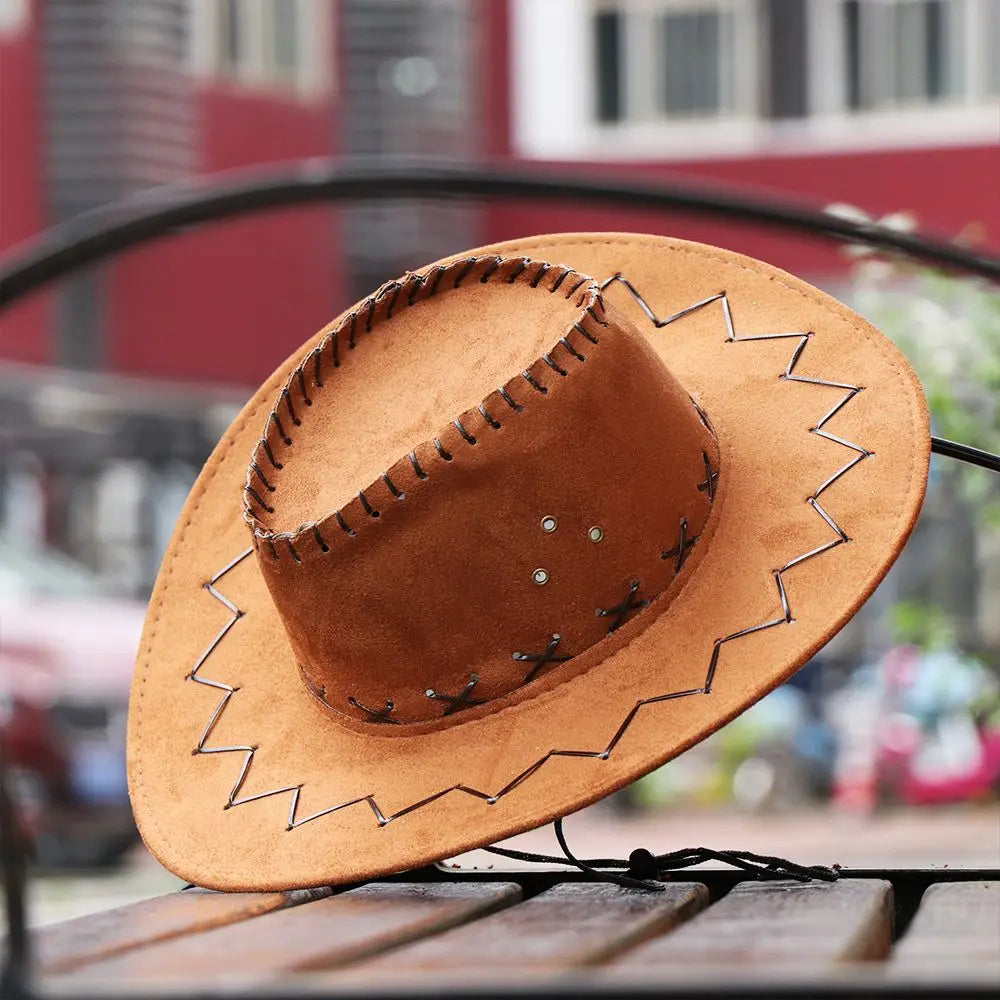 Women Men Cowboy Hat Western Suede Cowgirl Hats Fashion West Fancy Dress Party Headwear Unisex Cap
