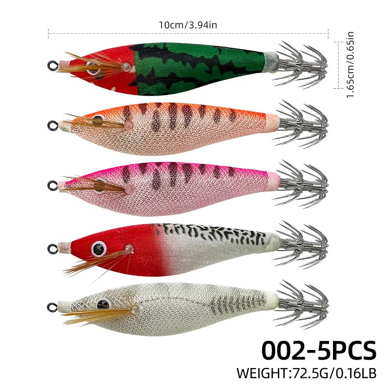 Luminous Wrapping Horizontal Shrimp 10cm Wood Shrimp Squid Hook Round Belly Shrimp Bait Lure Fake Bait