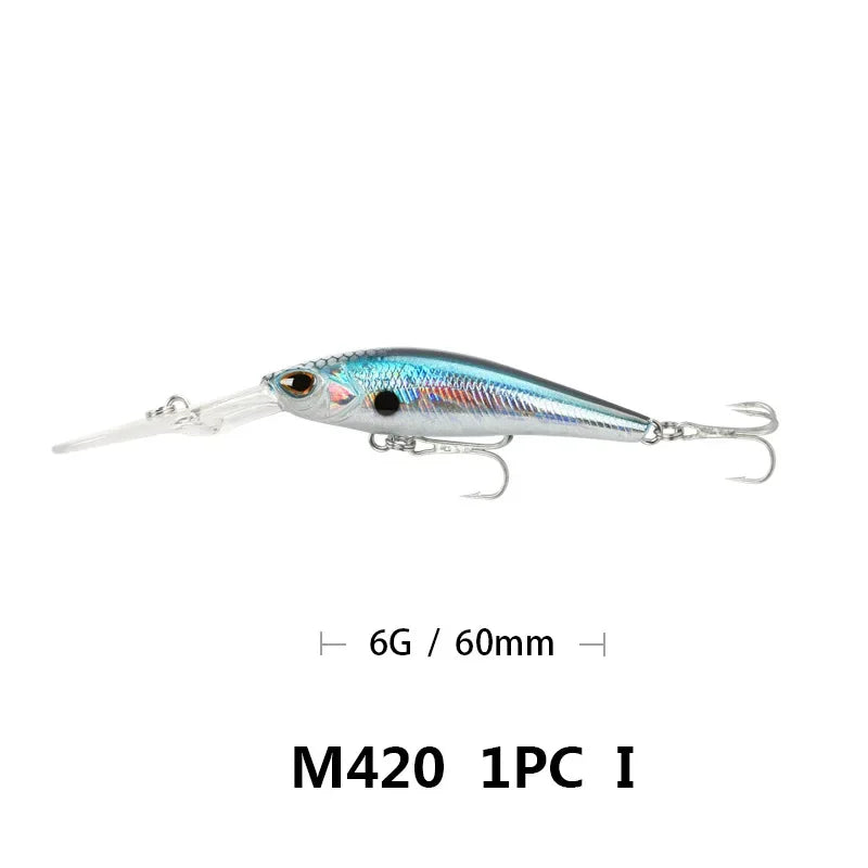 Fishing Lure Long Lip Minnow Wobbler Lure 6cm 6g Deep Diving Floating Jerkbait Swimbait Artificial Hard Bait Trout Bass Bait