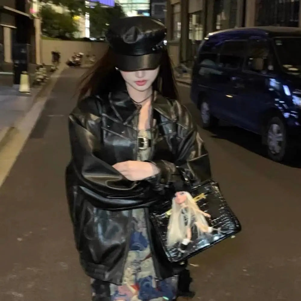 HOT Black Painter Hat Vintage England Flat Newsboy Caps Outdoor Army Cap Captain Military Caps Women's Accessories Pu Leather