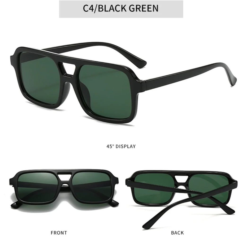 Men Driving Sunglasses Trendy Square Sunglasses Large Frame Yellow Lens Night Vision Glasses Women Retro Sun Glasses Anti Uv400
