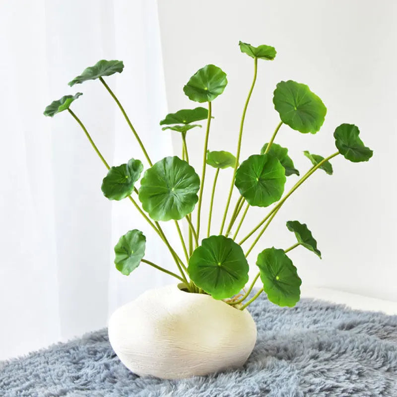 Dlight Decor 37cm Lotus Eucalyptus Leaf Plant with Copper Accents for Home and Office Decor