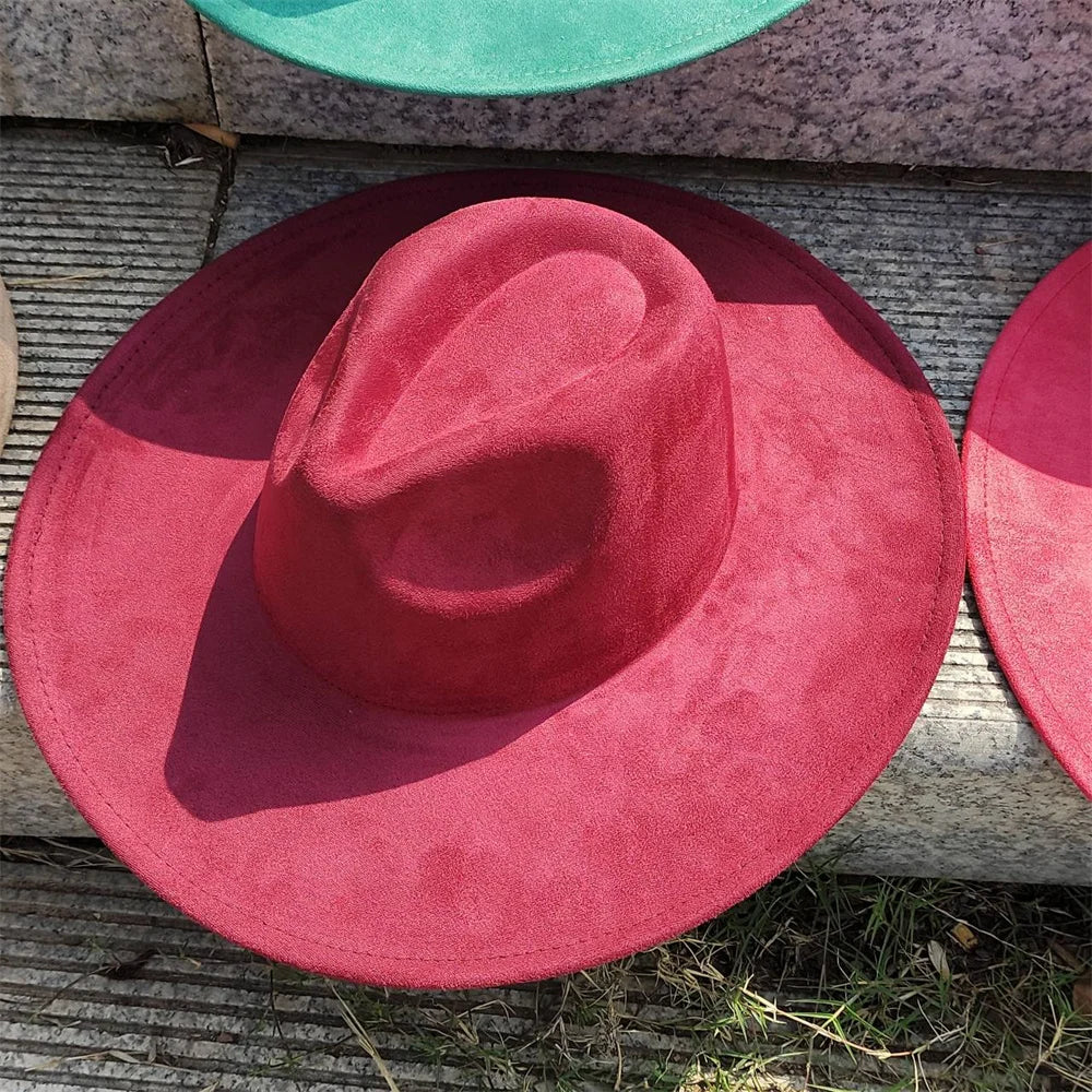 Retro Men's Suede Hats Wide Brim Feather Felt Fedoras Women's Hats Church Jazz Hats Panama Cowboy Hats Wholesale sombrero hombre