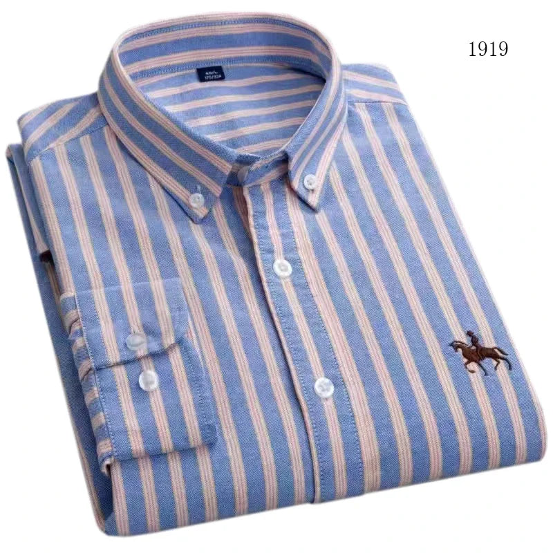 Long Sleeve Shirts for Men Clothing Autumn Winter 100% Cotton Oxford Top Blouse Large Size Business Casual Shirts Korean Fashion